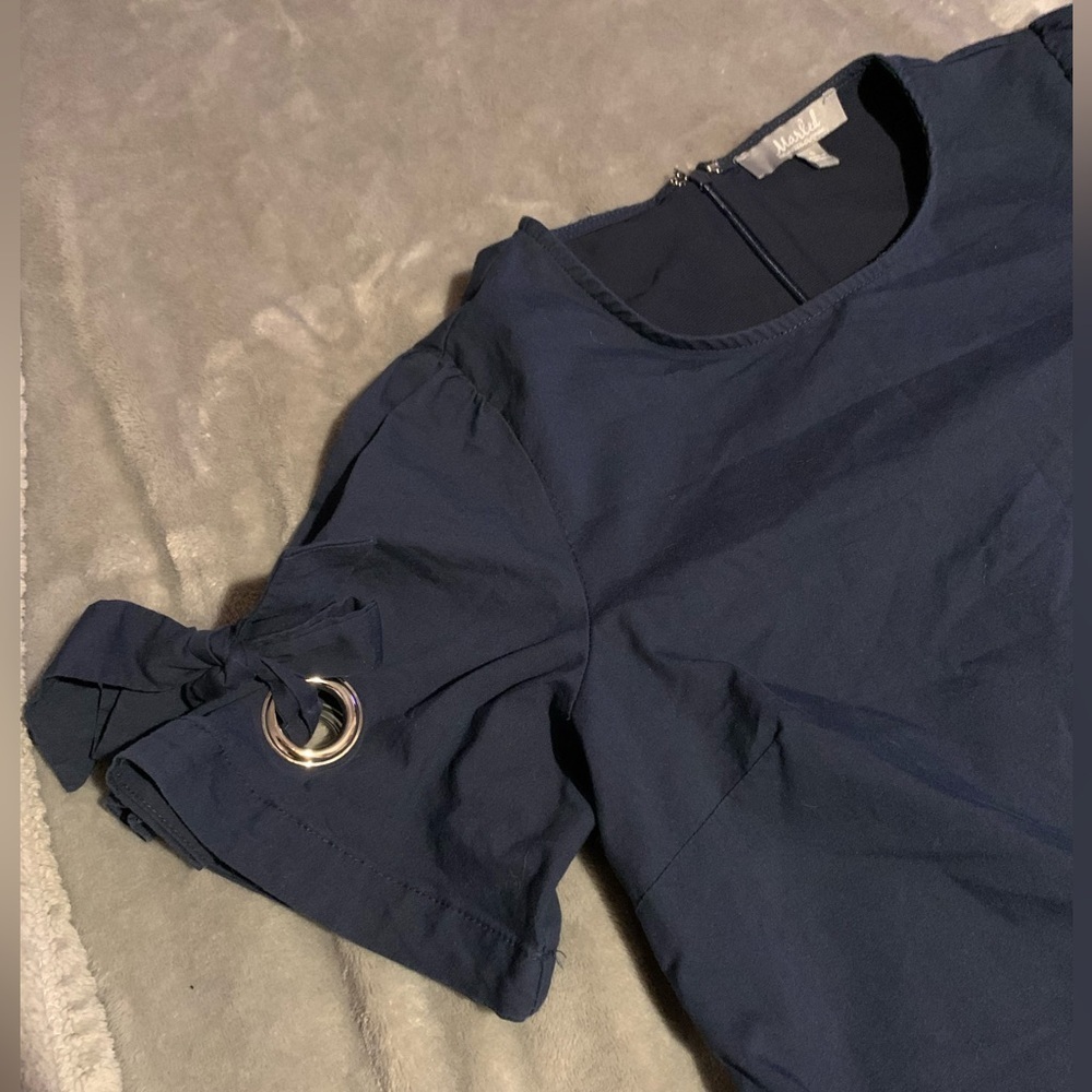 Woman’s small blue cotton dress by Marled Reunited Clothing. EUC designer brand - Picture 3 of 5
